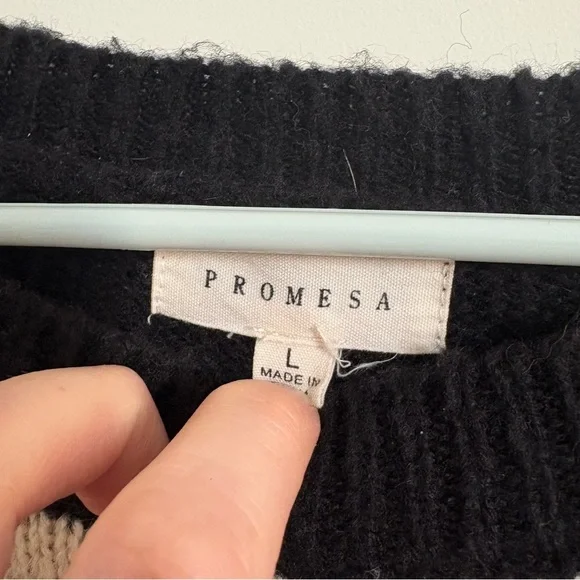 Promesa Women’s Large Acrylic Wool Striped Multicolor Sweater Pink Blue Black - Picture 4 of 6